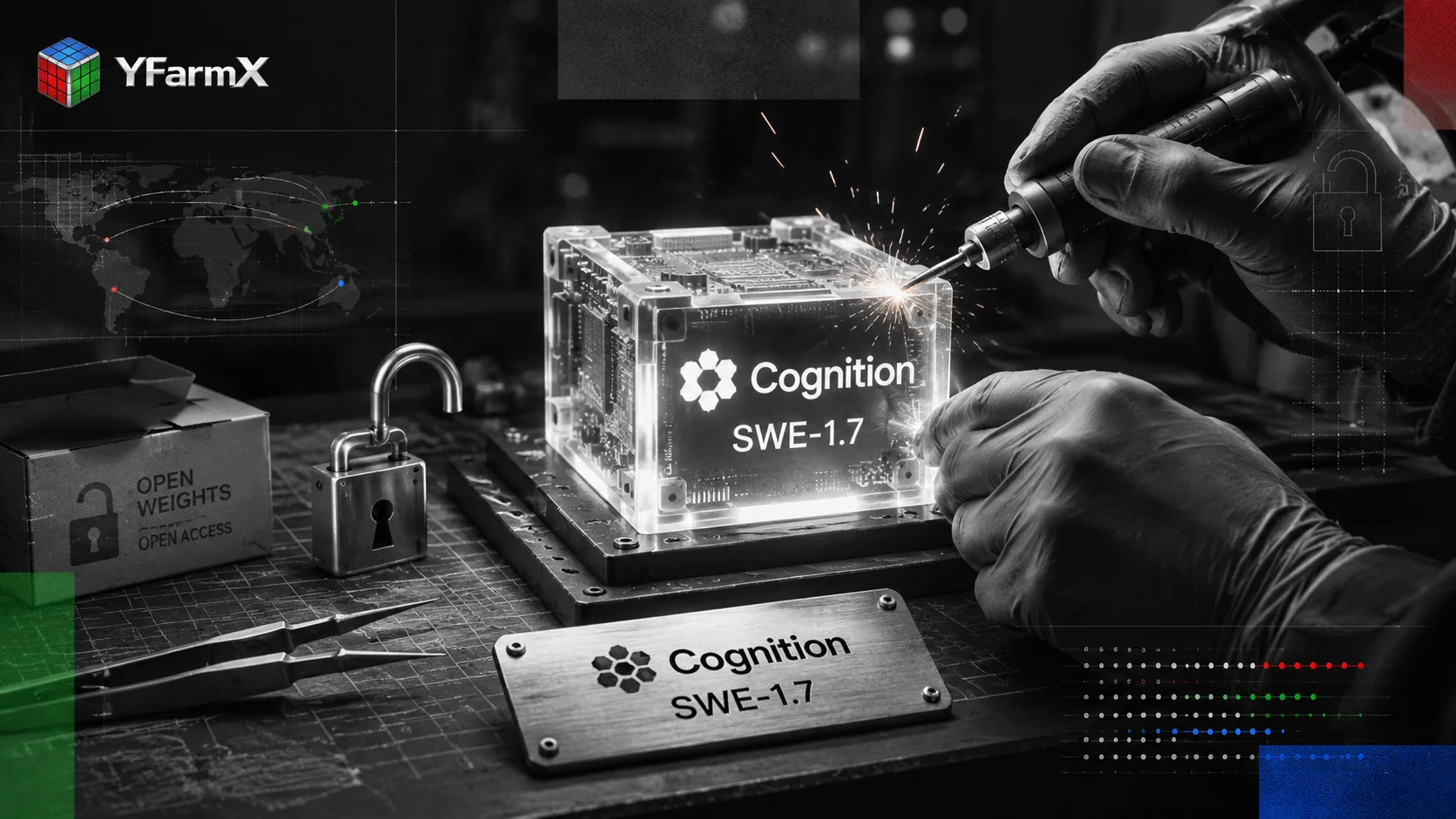 Editorial illustration for Cognition SWE-1.7 Shows Western Labs Building On Chinese Open Weights