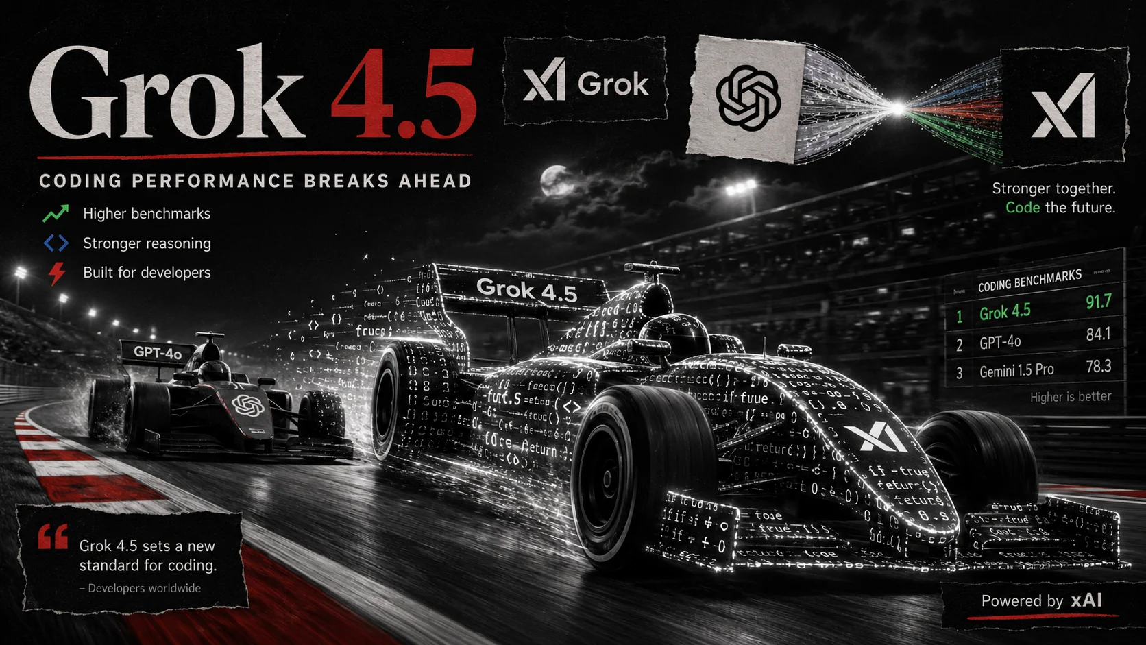Editorial illustration for Grok 4.5 Buys Its Way Into The Coding Race