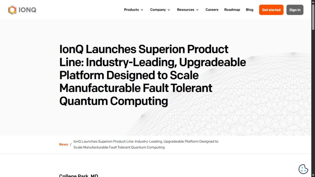 IonQ’s original announcement of the Superion product line.