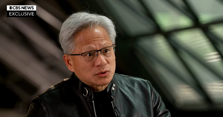 Jensen Huang answering a question during his CBS News interview