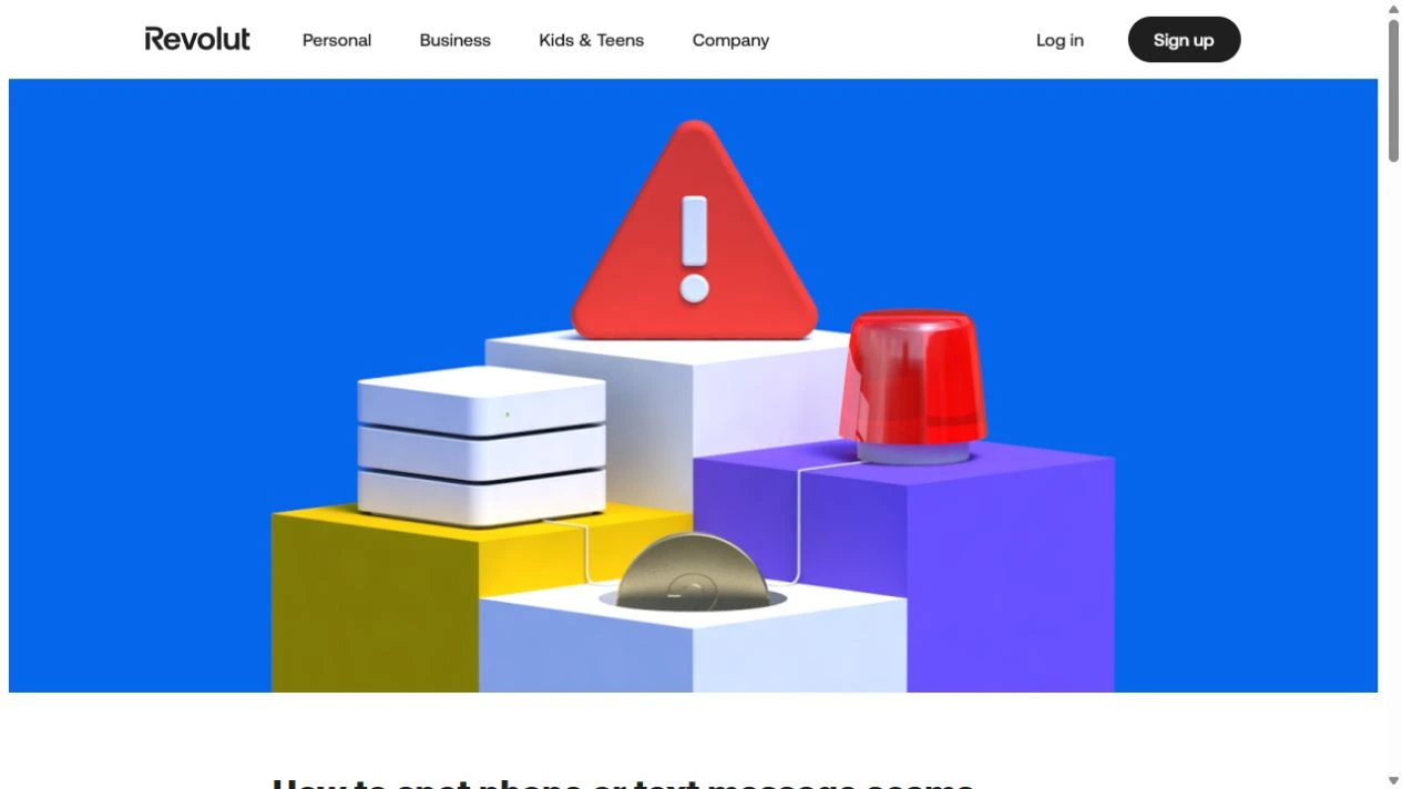 Revolut’s own scam-guidance webpage with its security illustration.