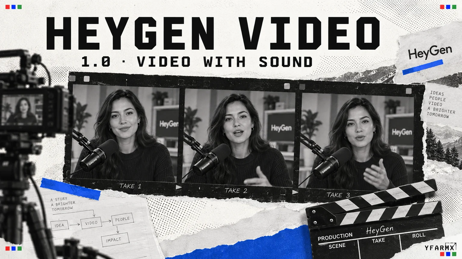 Editorial illustration of HeyGen Video 1.0