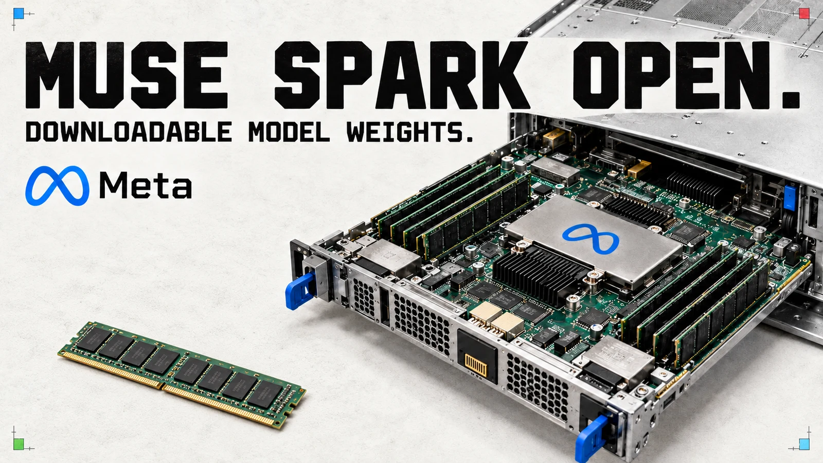 Conceptual editorial illustration for Muse Spark Open, showing detailed computing or production equipment.