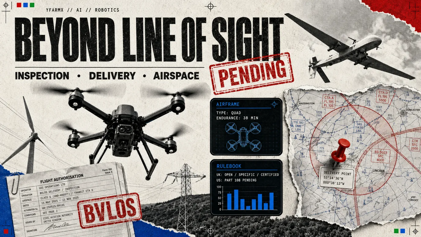 YFarmX explainer plate: Drones and airspace rules, the sky is the regulated part