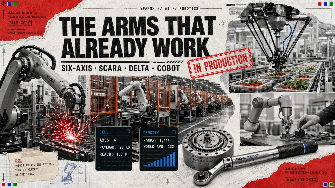 YFarmX explainer plate: Industrial robots and cobots, the four million machines already at work