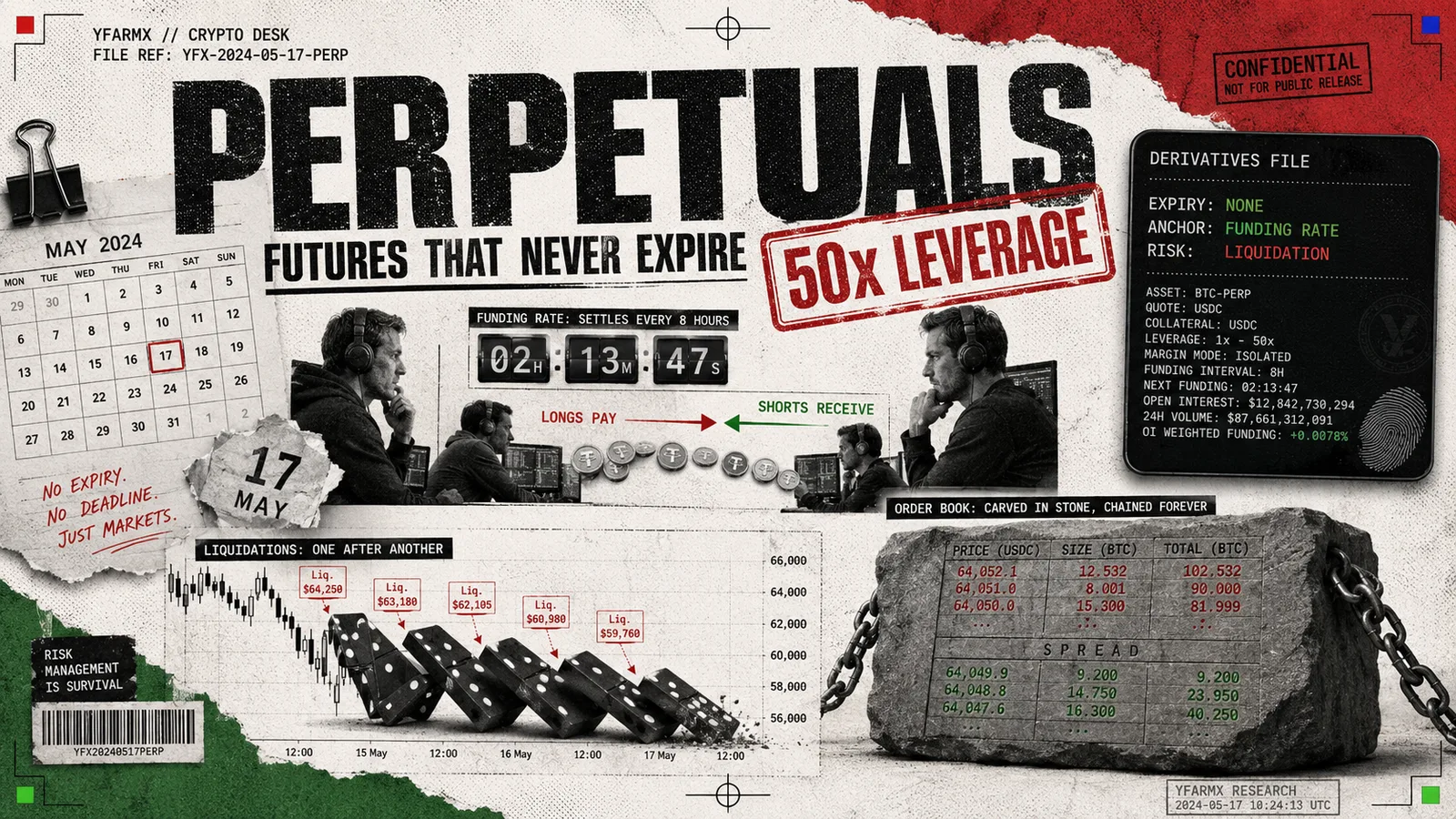 Editorial illustration: perpetual futures, the derivatives contract with no expiry date