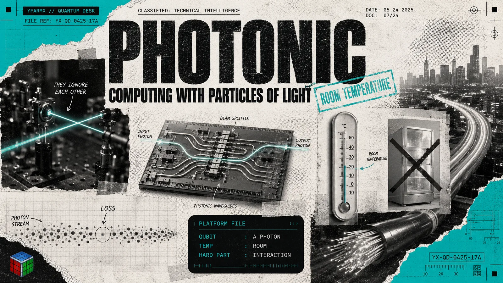 Editorial illustration: photonic quantum computing using particles of light at room temperature