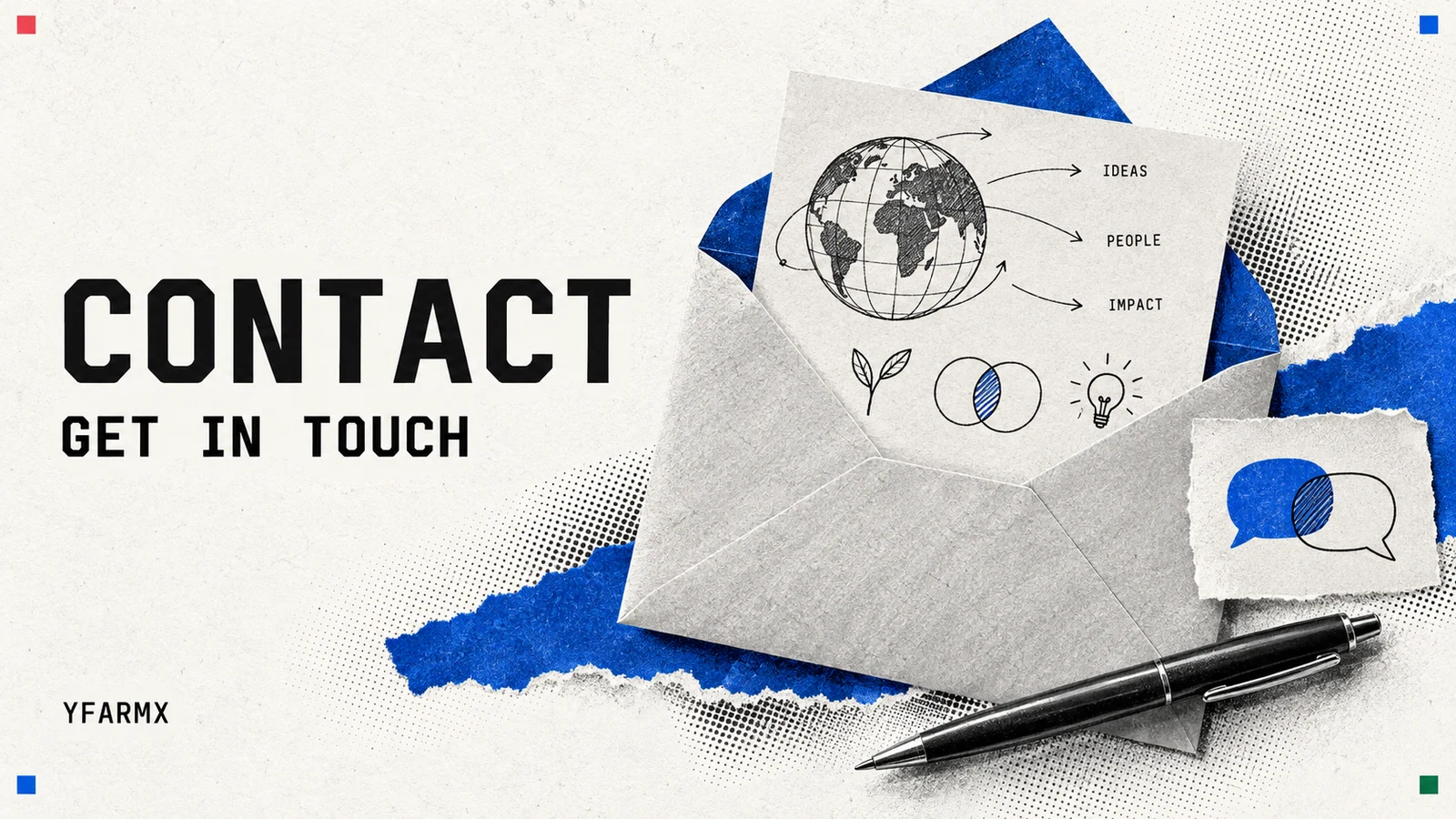 An envelope holding an illustrated letter, with conversation symbols.