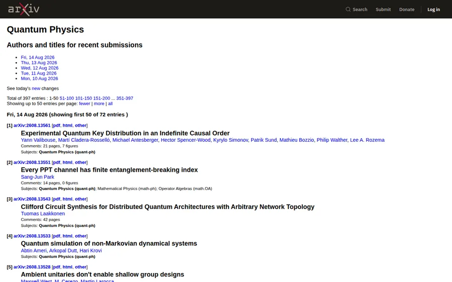 arXiv quant-ph homepage