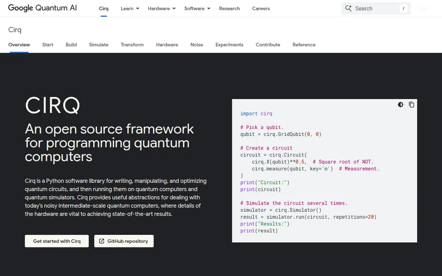 Cirq homepage