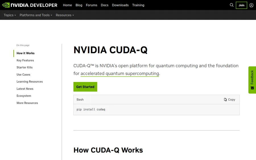 NVIDIA CUDA-Q homepage