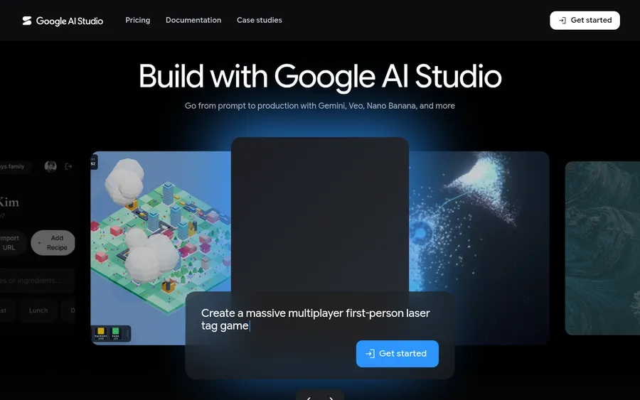 Google AI Studio homepage