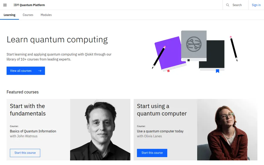 IBM Quantum Learning homepage