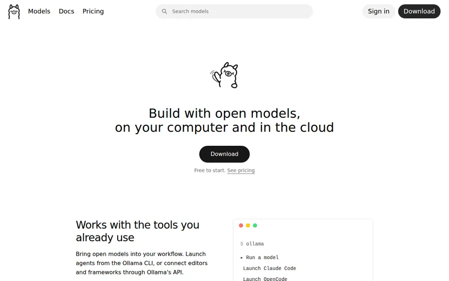 Ollama homepage