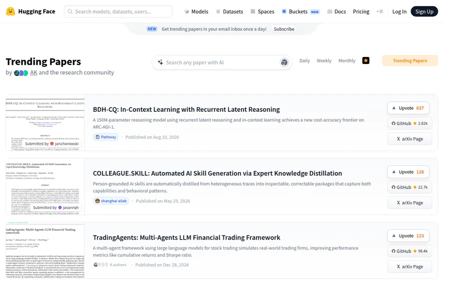Papers with Code homepage