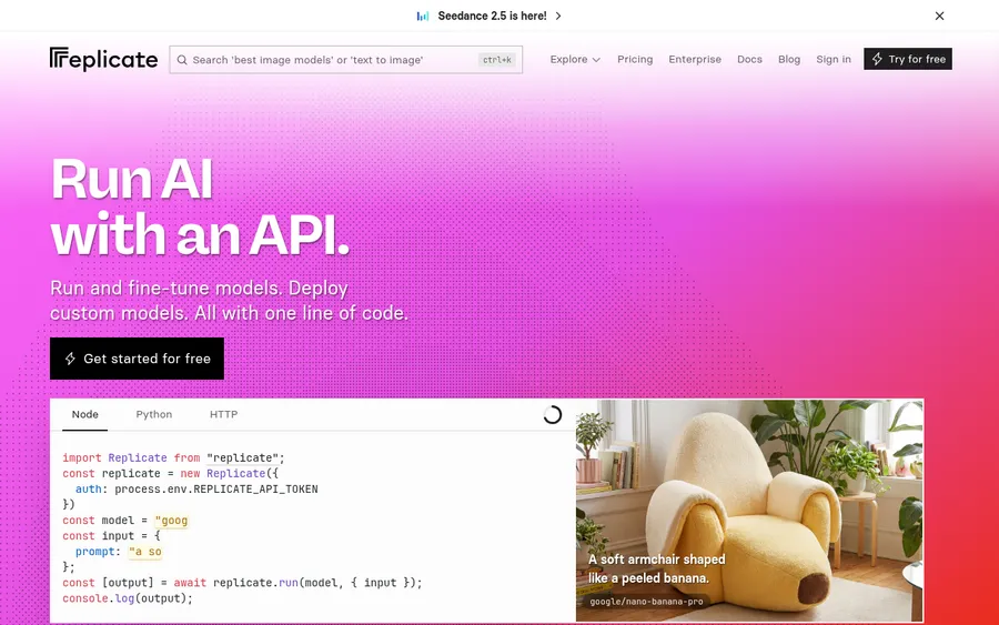 Replicate homepage