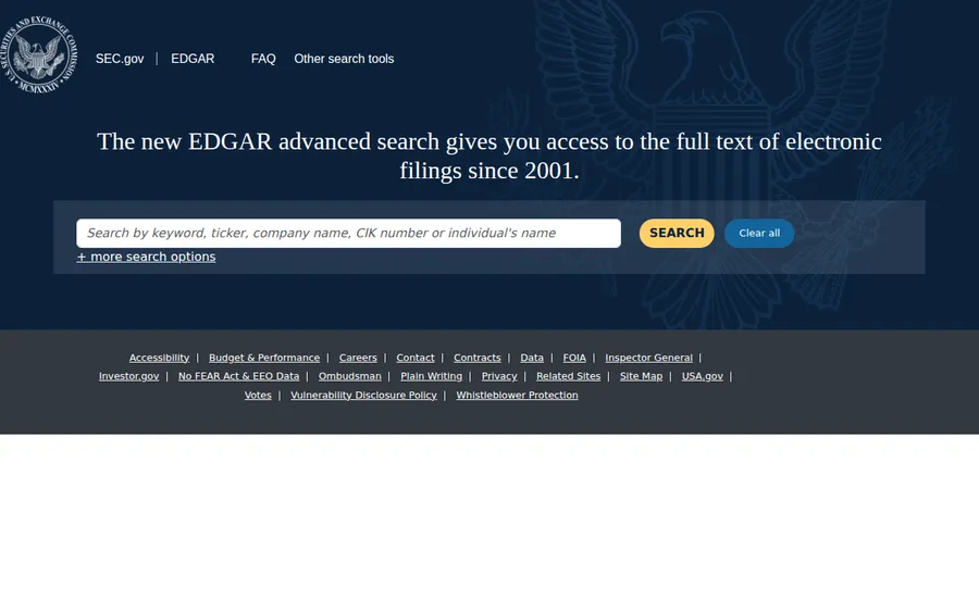 SEC EDGAR homepage