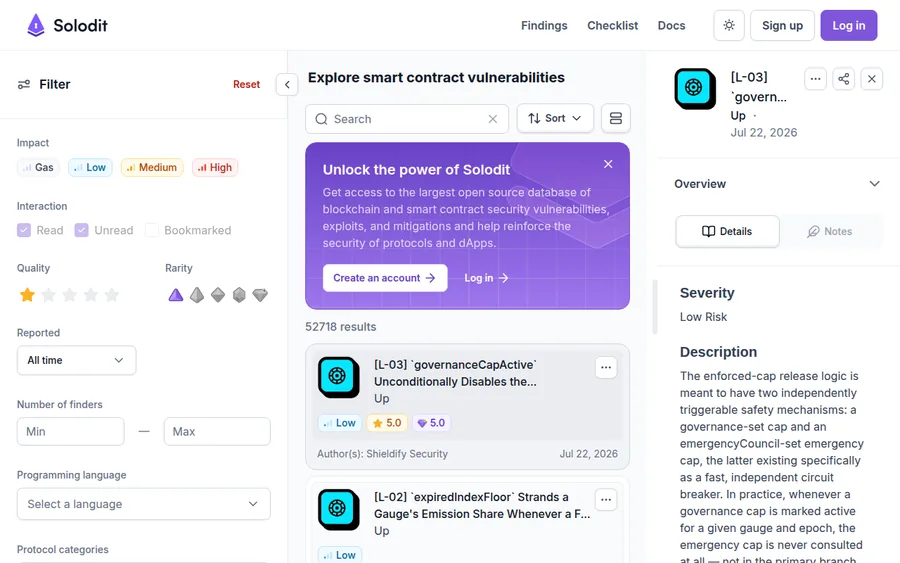 Solodit homepage