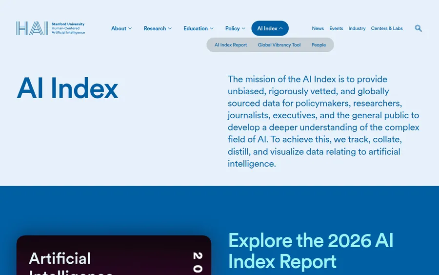 Stanford AI Index homepage