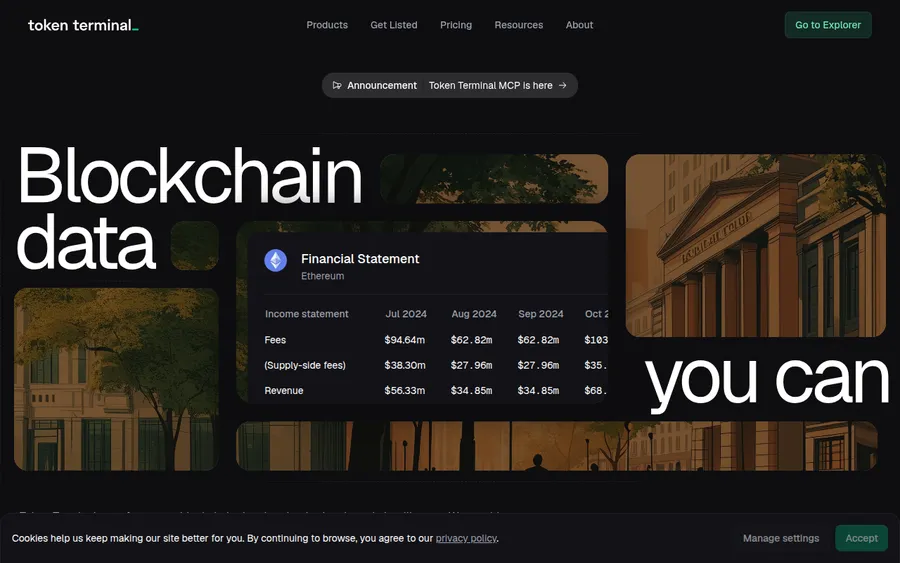 Token Terminal homepage