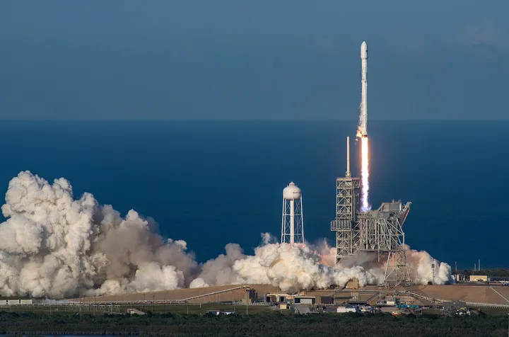 SES-10 lifting off from Launch Complex 39A on the flight-proven first stage