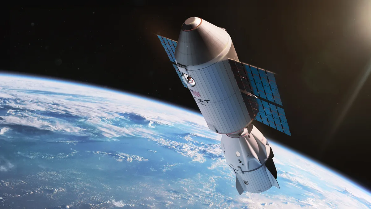 Vast's render of the Haven-1 station with a Crew Dragon docked.